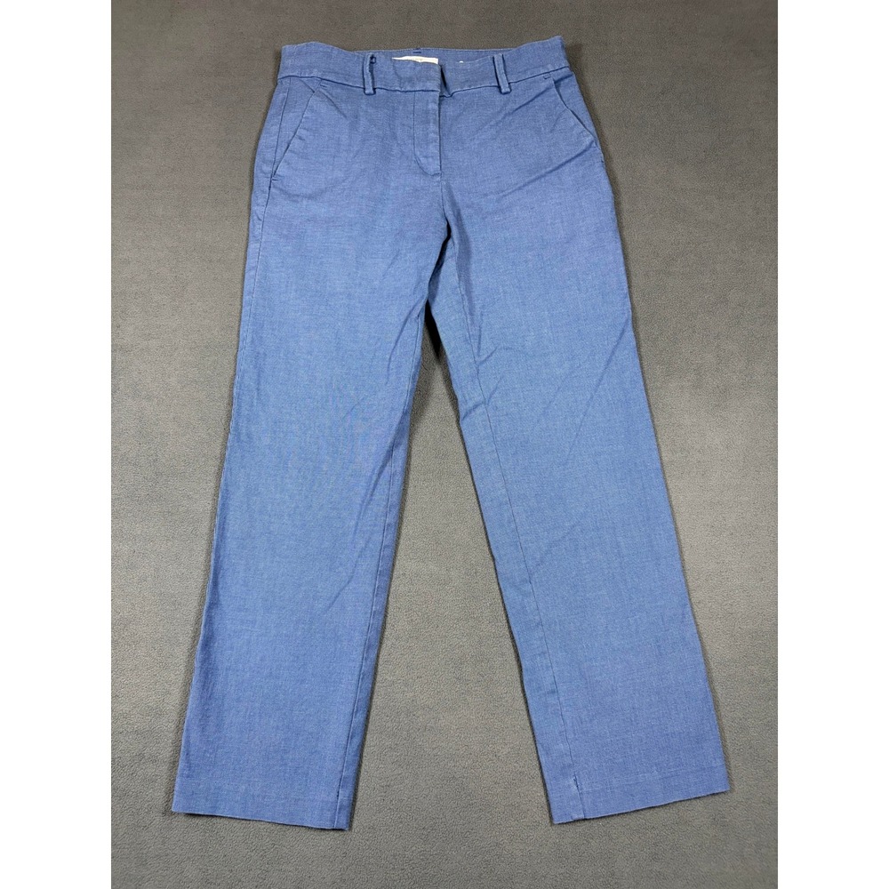 LOFT Riviera Slim Pants Womens 2 Blue Textured Straight Leg Dress Trousers